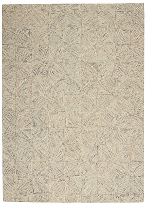 HomeRoots 5' Luxurious Ivory Tan and Gray Wool Geometric Area Rug for Contemporary Home Decor Style 5' X 8' 553513