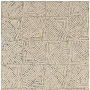 HomeRoots 8' Ivory Tan and Gray Wool Geometric Runner Rug - Soft, Durable, Modern Accent for Hallways & More 553515