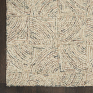 HomeRoots 8' Ivory Tan and Gray Wool Geometric Runner Rug - Soft, Durable, Modern Accent for Hallways & More 553515