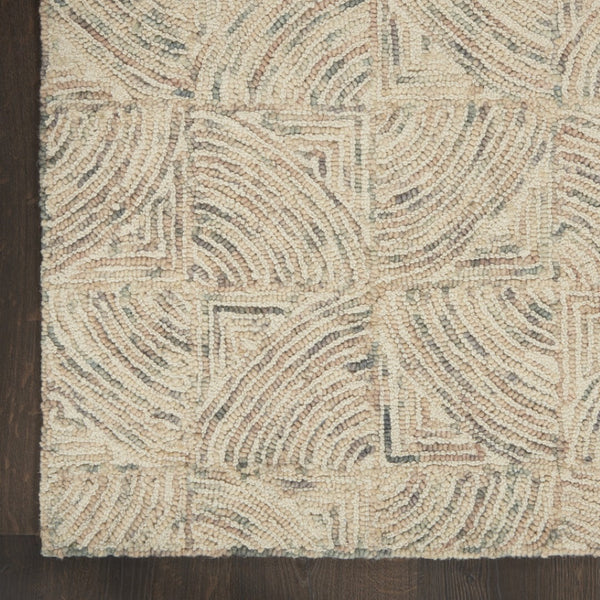 HomeRoots 8' Ivory Tan and Gray Wool Geometric Runner Rug - Soft, Durable, Modern Accent for Hallways & More 553515