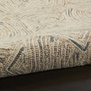 HomeRoots 8' Ivory Tan and Gray Wool Geometric Runner Rug - Soft, Durable, Modern Accent for Hallways & More 553515