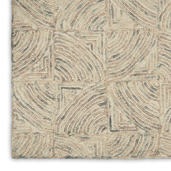 HomeRoots 8' Ivory Tan and Gray Wool Geometric Runner Rug - Soft, Durable, Modern Accent for Hallways & More 553515