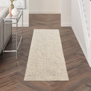 HomeRoots 8' Ivory Tan and Gray Wool Geometric Runner Rug - Soft, Durable, Modern Accent for Hallways & More 553515