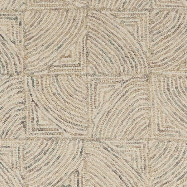 HomeRoots 8' Ivory Tan and Gray Wool Geometric Runner Rug - Soft, Durable, Modern Accent for Hallways & More 553515