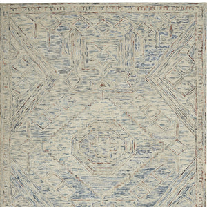 Homeroots 4' X 6' Tan And Blue Wool Geometric Area Rug  Wool 553516