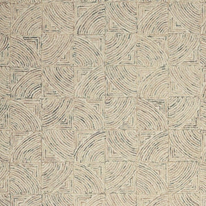 HomeRoots 5' Luxurious Ivory Tan and Gray Wool Geometric Area Rug for Contemporary Home Decor Style 4' X 6' 553517