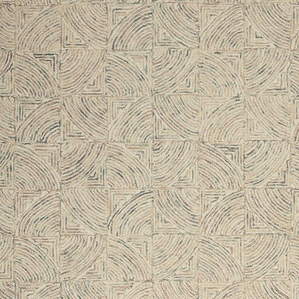 HomeRoots 5' Luxurious Ivory Tan and Gray Wool Geometric Area Rug for Contemporary Home Decor Style 4' X 6' 553517
