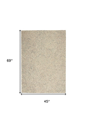 Homeroots 4' X 6' Ivory Tan And Gray Wool Geometric Area Rug  Wool 553517