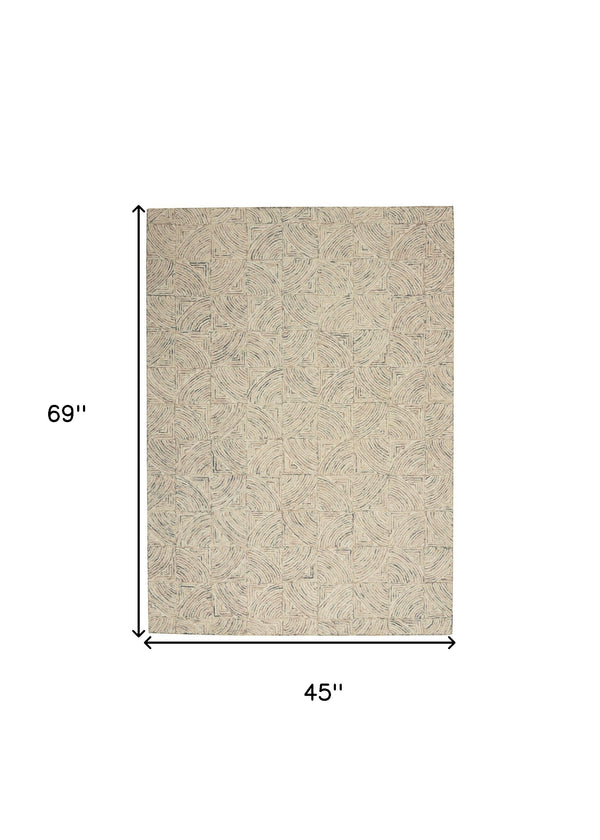 Homeroots 4' X 6' Ivory Tan And Gray Wool Geometric Area Rug  Wool 553517