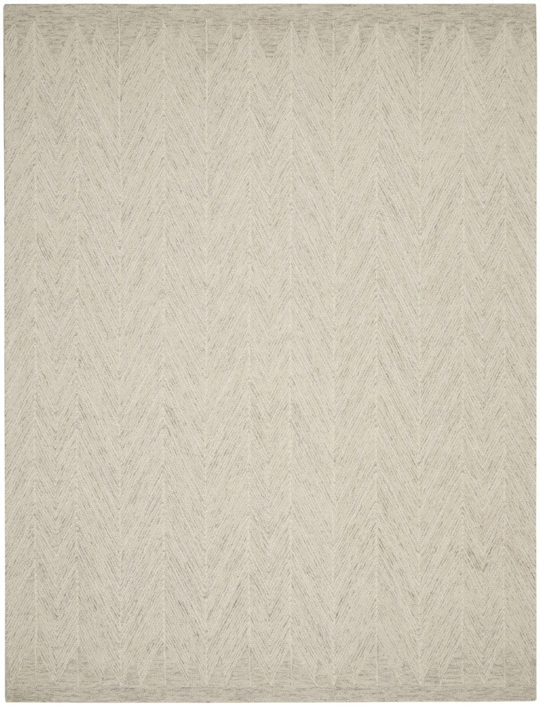HomeRoots 8 Foot Handcrafted Wool Chevron Area Rug Tufted Plush Pile for Living Rooms 553518