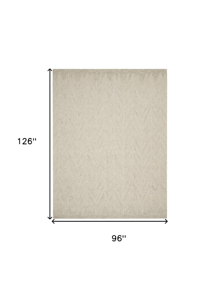 HomeRoots 8 Foot Handcrafted Wool Chevron Area Rug Tufted Plush Pile for Living Rooms 553518