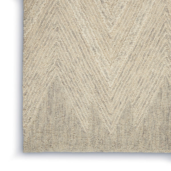 HomeRoots 5' Modern Ivory and Gray Wool Chevron Area Rug – Soft, Stylish Accent for Living Rooms & Bedrooms 5' X 8' 553519