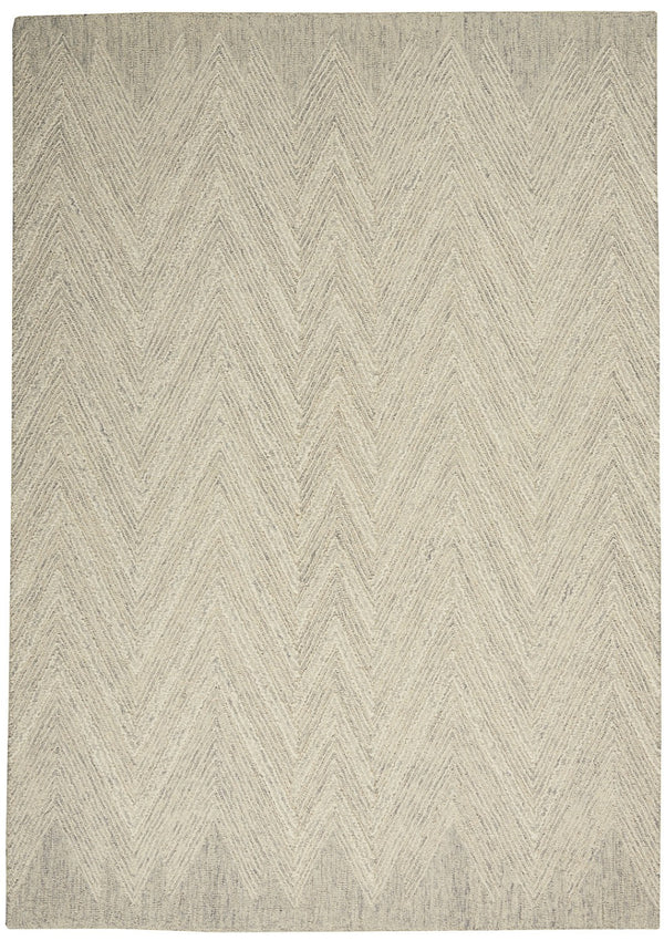 HomeRoots 5' Modern Ivory and Gray Wool Chevron Area Rug – Soft, Stylish Accent for Living Rooms & Bedrooms 5' X 8' 553519