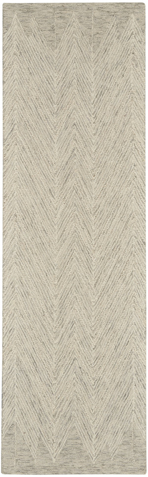 Homeroots 8' Ivory And Gray Wool Chevron Runner Rug  Wool 553520