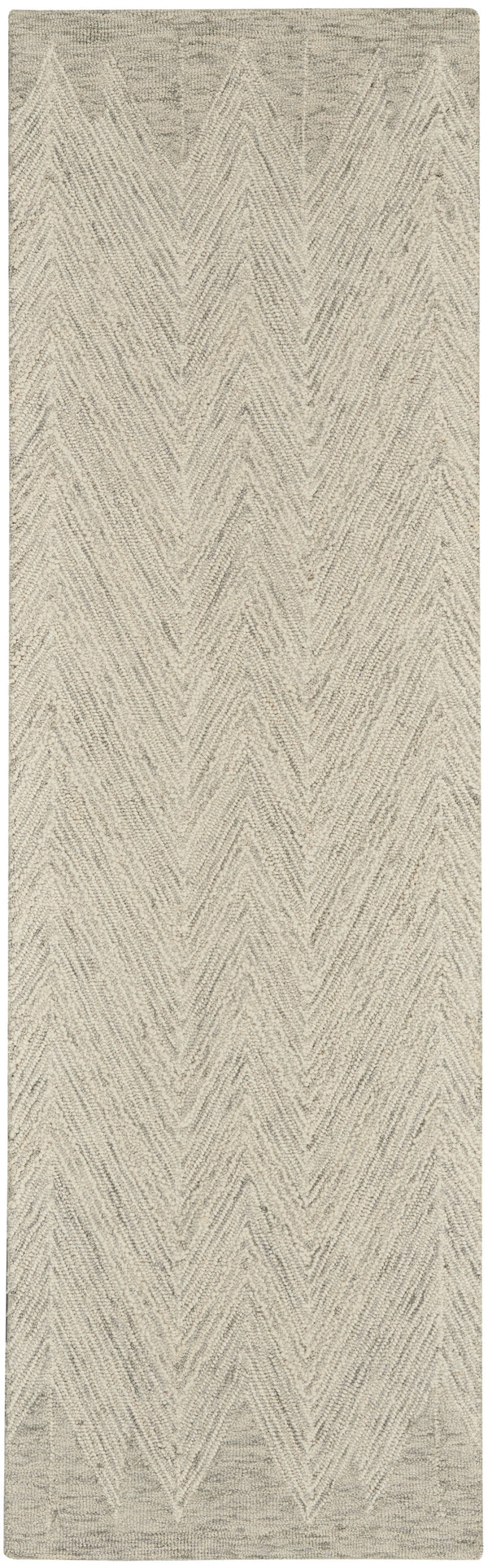 Homeroots 8' Ivory And Gray Wool Chevron Runner Rug  Wool 553520