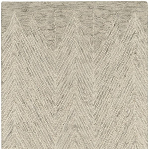 HomeRoots 8' Ivory and Gray Wool Chevron Runner Rug - Modern Style for Hallways, Soft Comfort, and Durability 553520