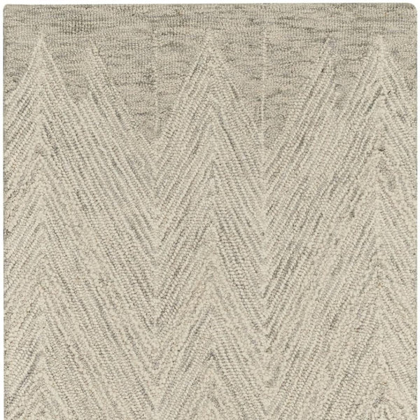 HomeRoots 8' Ivory and Gray Wool Chevron Runner Rug - Modern Style for Hallways, Soft Comfort, and Durability 553520