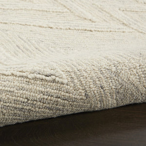 HomeRoots 8' Ivory and Gray Wool Chevron Runner Rug - Modern Style for Hallways, Soft Comfort, and Durability 553520