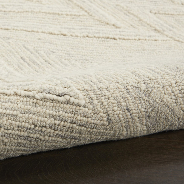 HomeRoots 8' Ivory and Gray Wool Chevron Runner Rug - Modern Style for Hallways, Soft Comfort, and Durability 553520