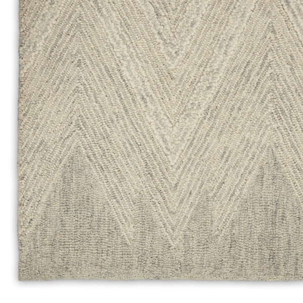 HomeRoots 8' Ivory and Gray Wool Chevron Runner Rug - Modern Style for Hallways, Soft Comfort, and Durability 553520