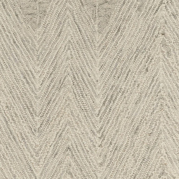 HomeRoots 8' Ivory and Gray Wool Chevron Runner Rug - Modern Style for Hallways, Soft Comfort, and Durability 553520