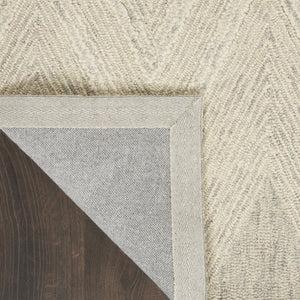 HomeRoots 8' Ivory and Gray Wool Chevron Runner Rug - Modern Style for Hallways, Soft Comfort, and Durability 553520