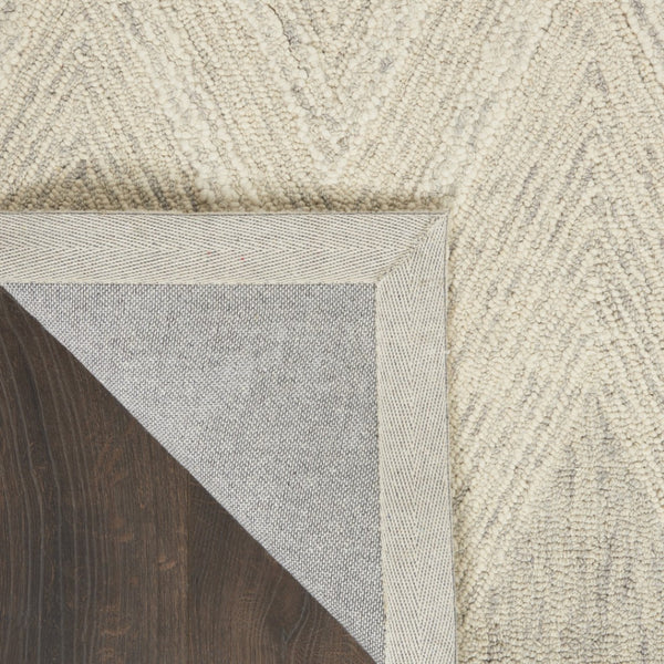 HomeRoots 8' Ivory and Gray Wool Chevron Runner Rug - Modern Style for Hallways, Soft Comfort, and Durability 553520