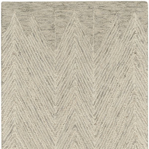 Homeroots 8' Ivory And Gray Wool Chevron Runner Rug  Wool 553520