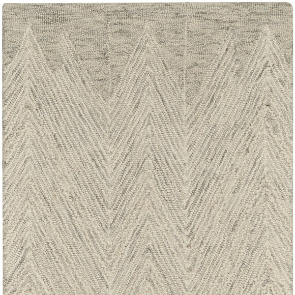 Homeroots 8' Ivory And Gray Wool Chevron Runner Rug  Wool 553520