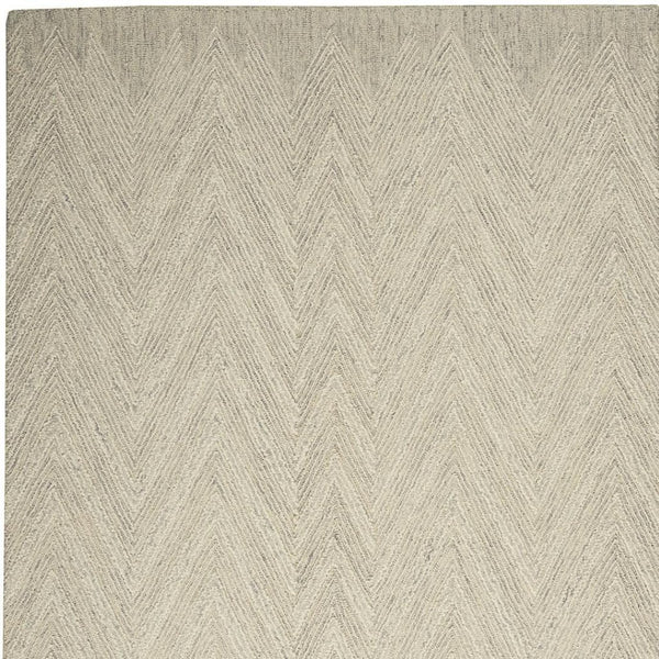 HomeRoots 5' Modern Ivory and Gray Wool Chevron Area Rug – Soft, Stylish Accent for Living Rooms & Bedrooms 4' X 6' 553521