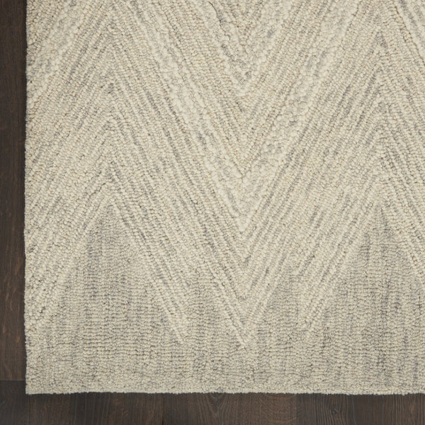 HomeRoots 5' Modern Ivory and Gray Wool Chevron Area Rug – Soft, Stylish Accent for Living Rooms & Bedrooms 4' X 6' 553521