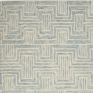 Homeroots 5' X 8' Ivory And Turquoise Wool Geometric Area Rug  Wool 553523