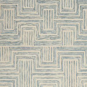 Homeroots 4' X 6' Ivory And Turquoise Wool Geometric Area Rug  Wool 553525