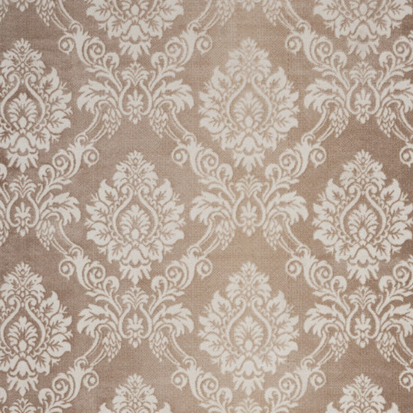 Homeroots 9' X 12' Ivory And Brown Damask Distressed Non Skid Area Rug  Polypropylene 553533