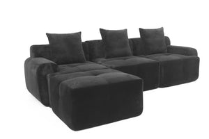 English Elm Sectional Cloud Sofa with Fuzzy Foam Cushions Deep Sink Comfort for Living Rooms W5385P446001