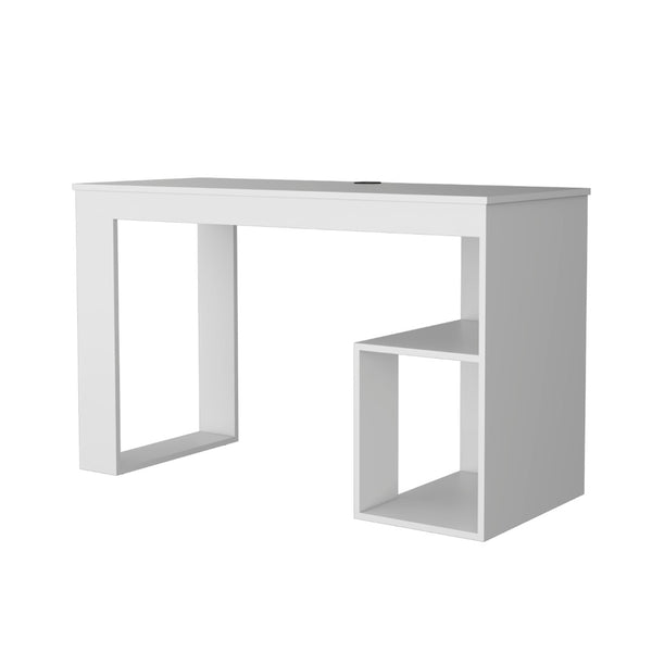 HomeRoots 47" White Wood Writing Desk - Timeless Charm & Functionality for Home Office, Study, or Living Room 553549
