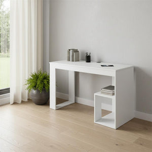 HomeRoots 47" White Wood Writing Desk - Timeless Charm & Functionality for Home Office, Study, or Living Room 553549