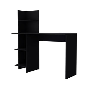 HomeRoots 47" Black Wood Writing Desk - Stylish, Durable Workspace with Open Shelving for Home Office & More! 553550