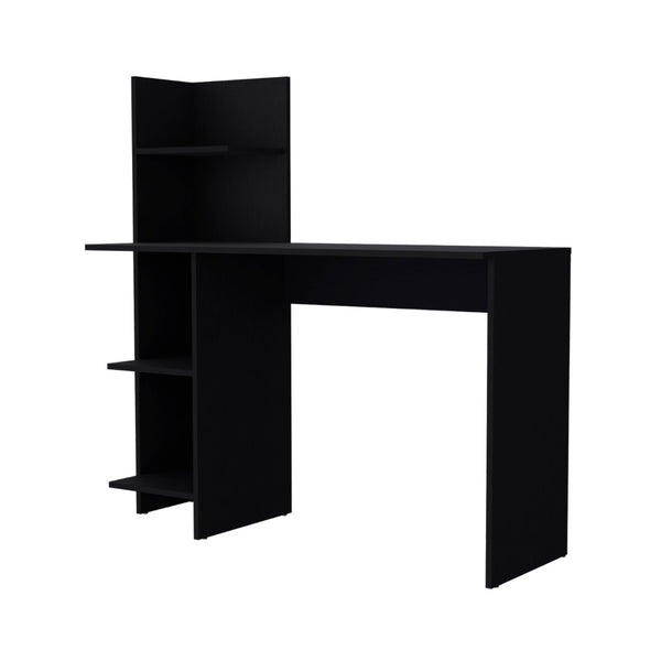 HomeRoots 47" Black Wood Writing Desk - Stylish, Durable Workspace with Open Shelving for Home Office & More! 553550