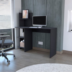HomeRoots 47" Black Wood Writing Desk - Stylish, Durable Workspace with Open Shelving for Home Office & More! 553550
