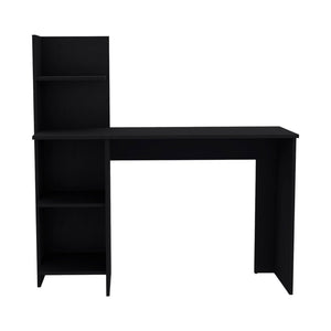 HomeRoots 47" Black Wood Writing Desk - Stylish, Durable Workspace with Open Shelving for Home Office & More! 553550