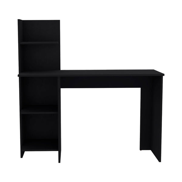 HomeRoots 47" Black Wood Writing Desk - Stylish, Durable Workspace with Open Shelving for Home Office & More! 553550