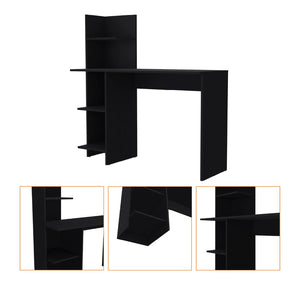HomeRoots 47" Black Wood Writing Desk - Stylish, Durable Workspace with Open Shelving for Home Office & More! 553550