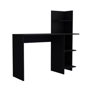 HomeRoots 47" Black Wood Writing Desk - Stylish, Durable Workspace with Open Shelving for Home Office & More! 553550