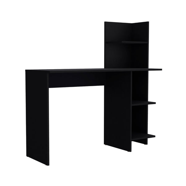 HomeRoots 47" Black Wood Writing Desk - Stylish, Durable Workspace with Open Shelving for Home Office & More! 553550