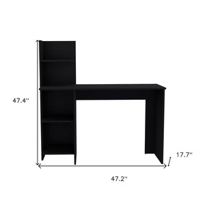 HomeRoots 47" Black Wood Writing Desk - Stylish, Durable Workspace with Open Shelving for Home Office & More! 553550