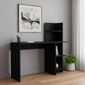 HomeRoots 47" Black Wood Writing Desk - Stylish, Durable Workspace with Open Shelving for Home Office & More! 553550