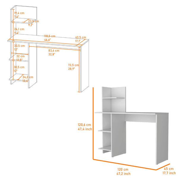 HomeRoots 47" White Computer Desk - Modern, Spacious Workspace for Home or Office, Durable & Stylish Design 553551