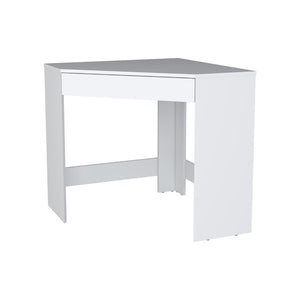 HomeRoots 30" White Wood Corner Computer Desk – Stylish Space-Saving Workstation with Storage Drawer & Modern Design 553552