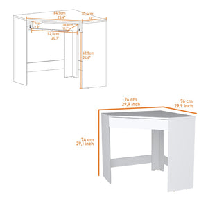 HomeRoots 30" White Wood Corner Computer Desk – Stylish Space-Saving Workstation with Storage Drawer & Modern Design 553552